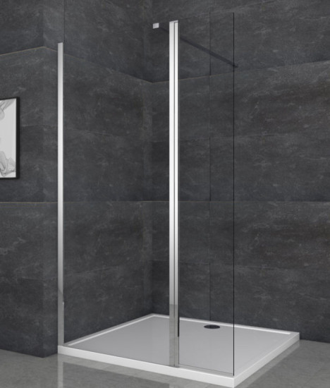 Душевая перегородка Koer SR SP03-30x200-TR-01 Walk-In (двиг. часть) прозрачное стекло Easy Clean 8мм, хром (KR5399)