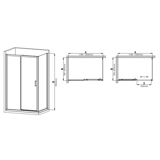 Душова кабіна Mixxus Premium Diverse SC03-120x80x195-TR Chrome 6мм MI6867