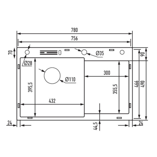 Кухонная мойка Mixxus MH7849L-HK Nano-Black (3.0/0.9) MX1936
