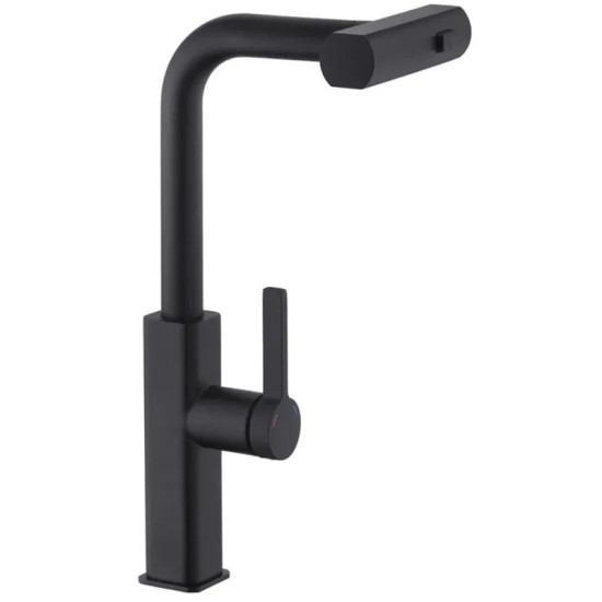 Кухонный смеситель с выдвижным изливом Mixxus Premium HAMMER 014 Black (MI6954)
