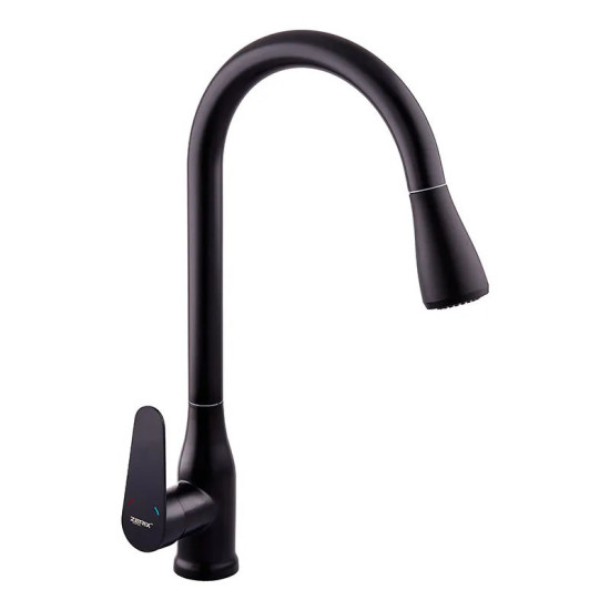 Кухонный смеситель с выдвижным изливом Zerix PUL-014 Black ZX5035