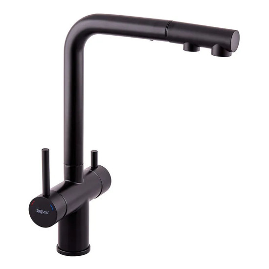Кухонний змішувач із підключенням до фільтра Zerix LUX-024 Black (ZX5556)