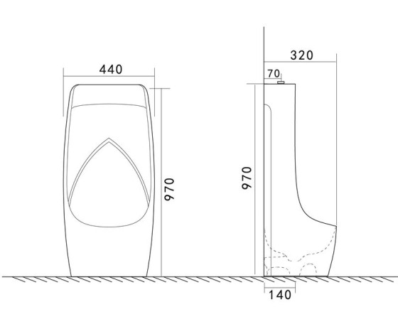 Пісуар Mixxus Premium Bevel-0902 440x320x970 з краном для пісуару (MP6666)