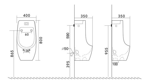 Писсуар Mixxus Premium Bevel-1001 390x395x795 с ИК-датчиком автоматического смыва (MP6661)
