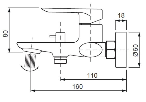 Змішувач для ванни Koer KB-40028-01 (KR5305)