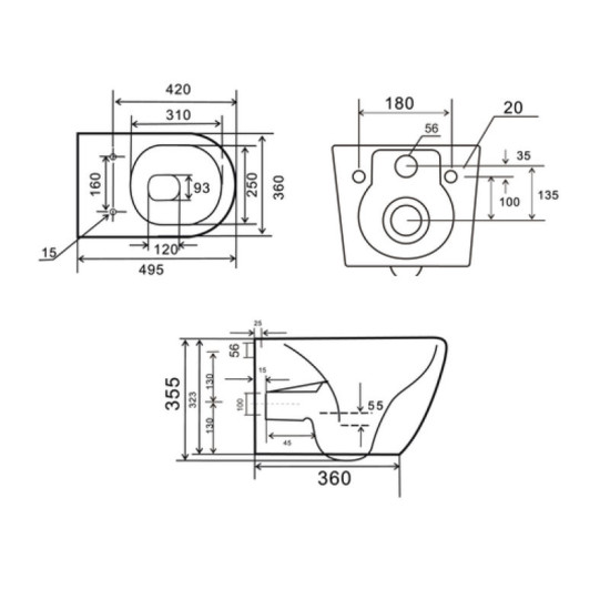 Унітаз підвісний Mixxus Premium ELLIPSE-0308-T3 Gray 490x360x360 TORNADO 3.0 (MP6654)