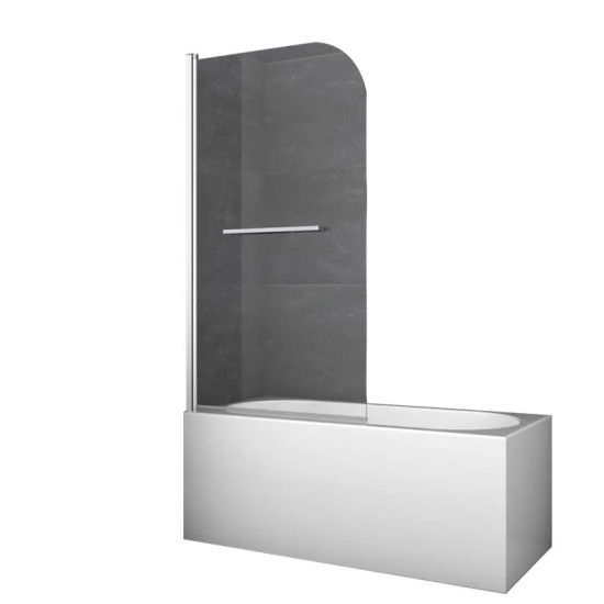 Шторка на ванну Koer SR BS02-80x140-TR-01 прозрачное стекло 6мм, хром (KR5401)