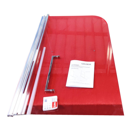 Шторка на ванну Koer SR BS02-80x140-TR-01 прозрачное стекло 6мм, хром (KR5401)