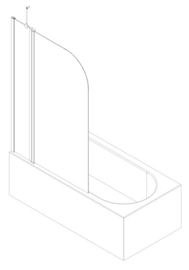 Шторка на ванну Koer SR BS03-95x140-TR-01 прозрачное стекло 6мм, хром (KR5402)