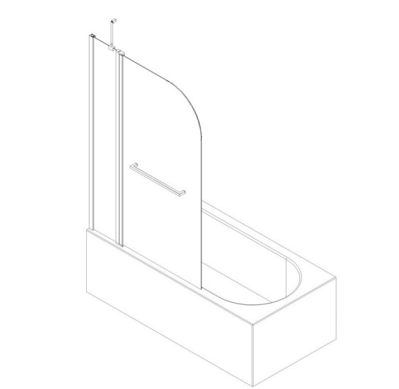 Шторка на ванну Koer SR BS04-95x140-TR-01 прозрачное стекло 6мм, хром (KR5403)