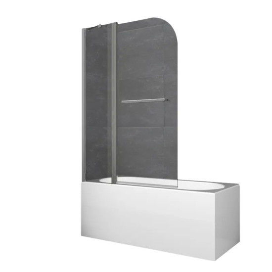 Шторка на ванну Koer SR BS04-95x140-TR-07 прозрачное стекло 6мм, графит (KR5404)