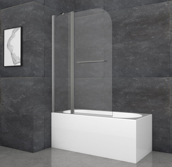 Шторка на ванну Koer SR BS04-95x140-TR-07 прозрачное стекло 6мм, графит (KR5404)