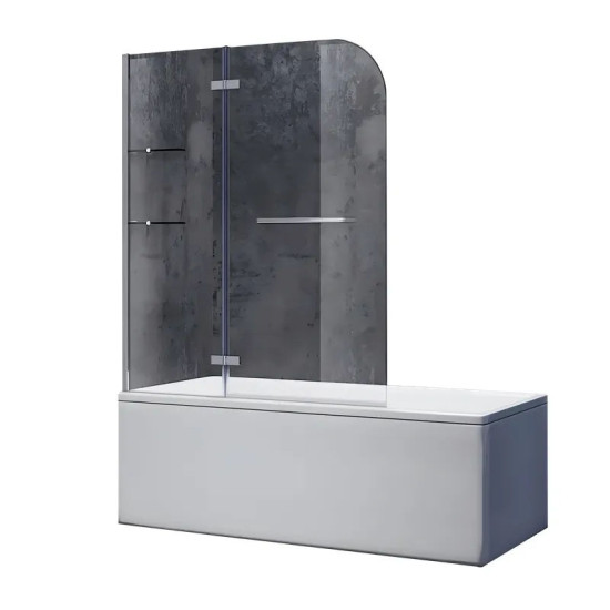 Шторка на ванну Koer SR BS05-90x140-TR-01 прозрачное стекло Easy Clean 6мм, хром (KR5372)