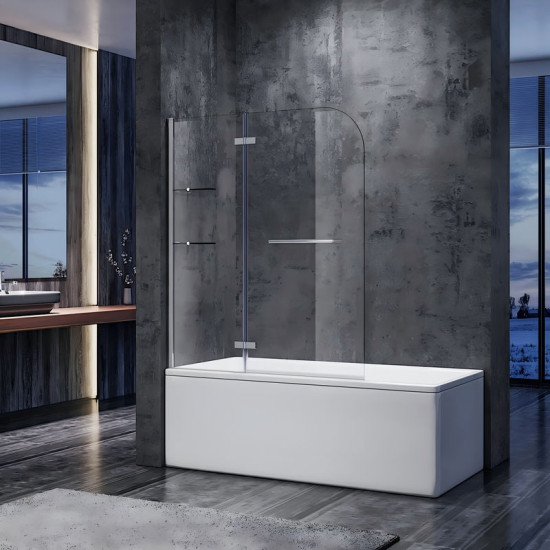 Шторка на ванну Koer SR BS05-90x140-TR-01 прозрачное стекло Easy Clean 6мм, хром (KR5372)