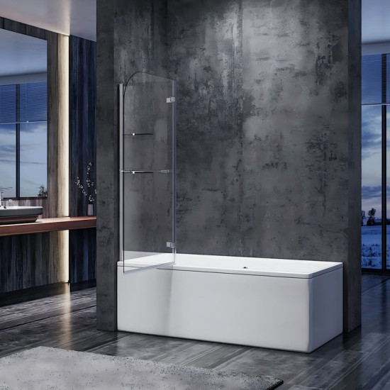 Шторка на ванну Koer SR BS05-90x140-TR-01 прозрачное стекло Easy Clean 6мм, хром (KR5372)