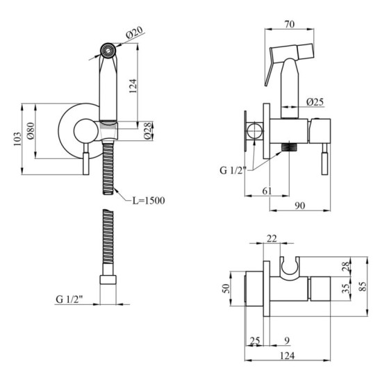 Душова система Kroner Edelstahl Klassisch-SCH063 + SCH010 + SCH053