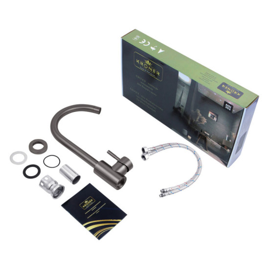 Кухонна мийка Kroner Derby-5050HM PVD + Edelstahl Klassisch-SCH035PVD + Spender-026 (CVS30123)