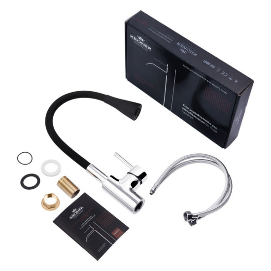 Кухонная мойка Kroner Geburstet-5050HM + Kuche-C031BLK + Spender-016 (CVS30109)