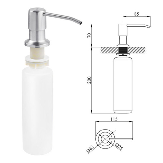 Кухонная мойка Kroner Geburstet-5050HM + Kuche-C031WHI + Spender-016 (CVS30112)