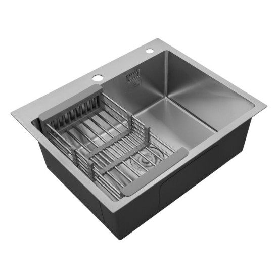 Кухонна мийка Kroner Geburstet-6050HM + Kuche-C031BLK + Spender-016 (CVS29843)