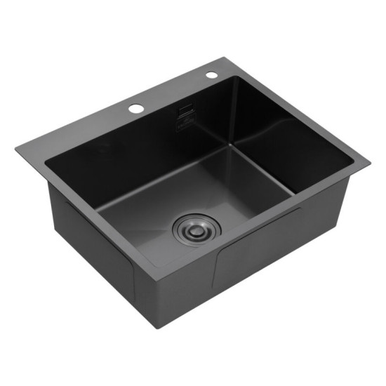 Кухонна мийка Kroner Schwarze-6050HM PVD + Ersel-GRP03393BLK + Spender-026 (CVS30071)