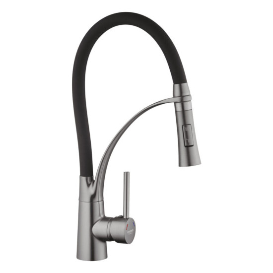 Кухонна мийка Kroner Schwarze-6350HM PVD + Ersel-GRP03393BLK + Spender-SCH049 (CVS30076)