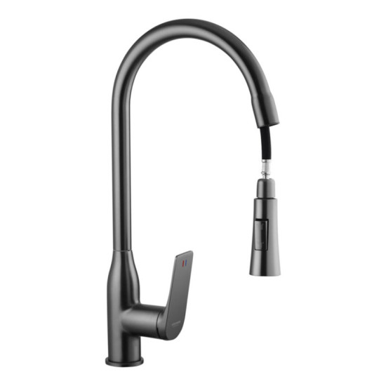 Кухонная мойка Kroner Schwarze-6350HM PVD + Graz-GRP030 + Spender-026 (CVS29809)