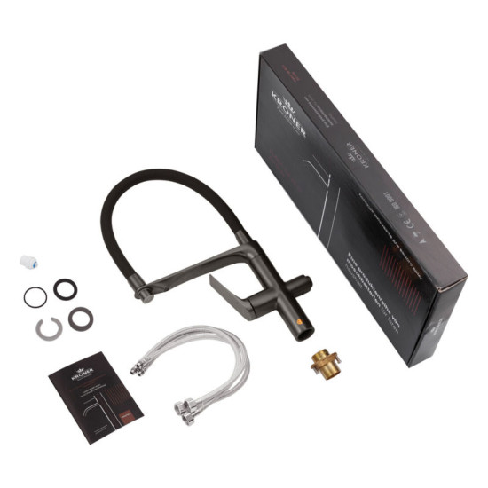 Кухонная мойка Kroner Schwarze-6350HM PVD + Graz-GRP03815 + Spender-SCH049 (CVS30125)