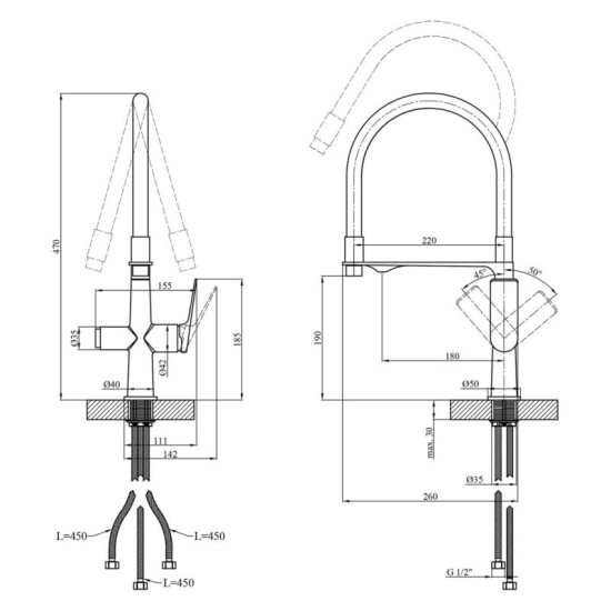 Кухонная мойка Kroner Schwarze-6350HM PVD + Graz-GRP03815 + Spender-SCH049 (CVS30125)