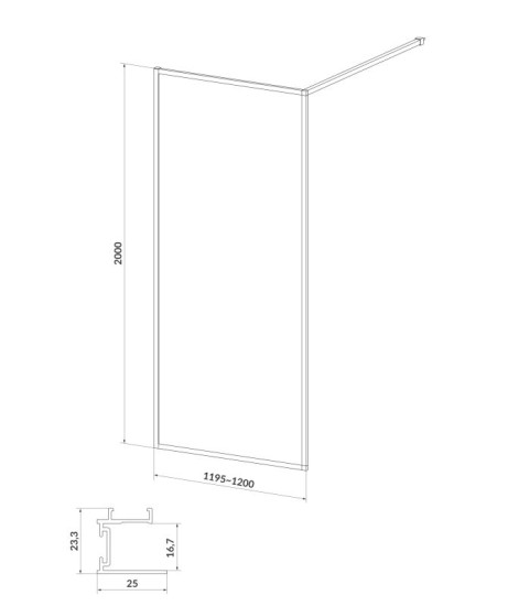 Душевая перегородка Cersanit Walk-in Larga 120х200 S932-140 черный