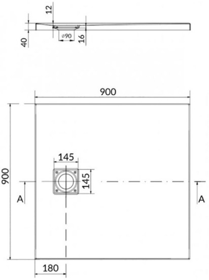 Душевой поддон Cersanit Tako 90х4 SLIM квадратный без сифона S204-022-PP