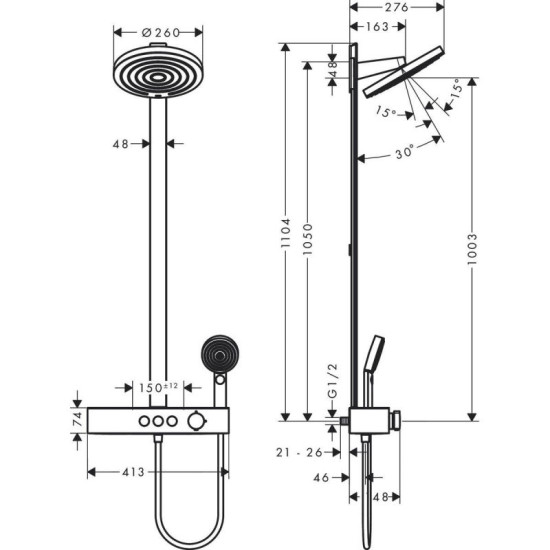 Душова система Hansgrohe Pulsify Showerpipe 260 24241140 бронза