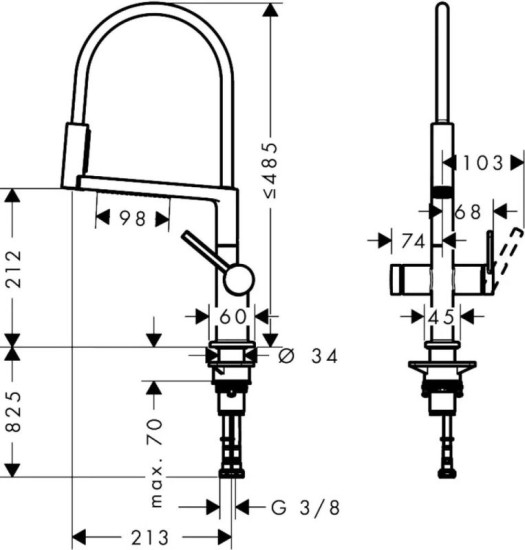 Кухонний змішувач Hansgrohe Talis M54 PowderSpray 210 3jet Semi-Pro 72861340 чорний матовий хром