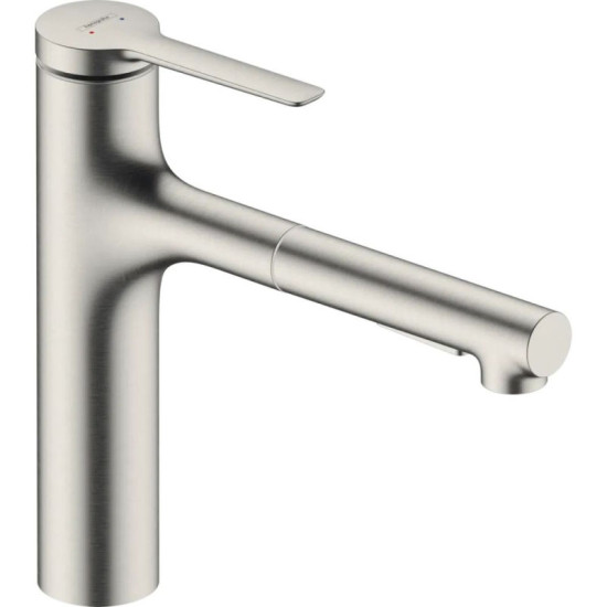 Кухонний змішувач з висувним виливом Hansgrohe Zesis M33 160 2jet 74801800 сталевий