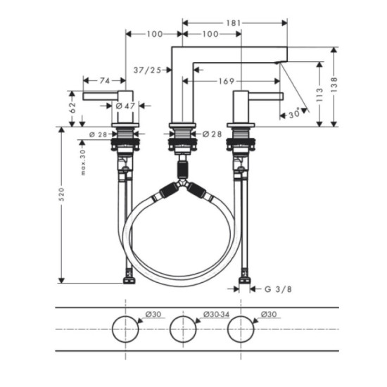 Змішувач для раковини Hansgrohe Finoris 110 Push-Open 76033670 чорний матовий