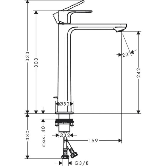 Смеситель для раковины Hansgrohe Rebris E 240 CoolStart 72591670 черный матовый