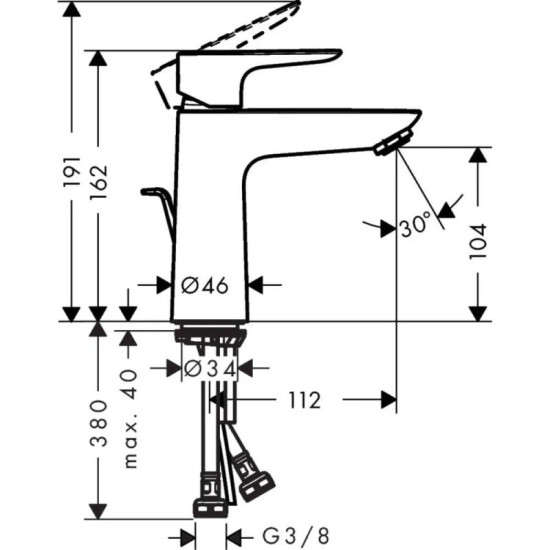 Змішувач для раковини Hansgrohe Talis E 110 LowFlow pop-up 71715000