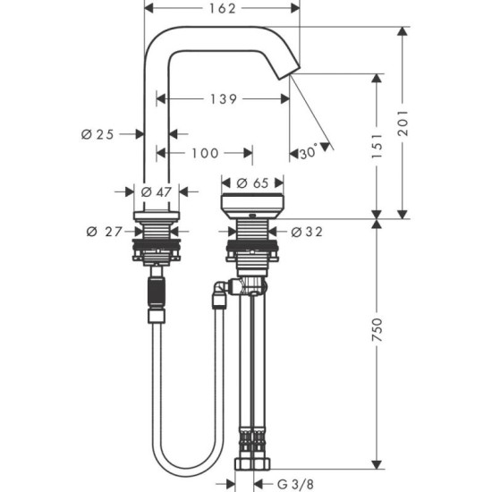 Змішувач для раковини Hansgrohe Tecturis S 150 CoolStart 73353140 бронза
