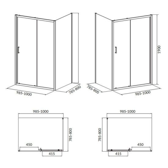 Душова кабіна Cersanit Brasco 100x80 S168-013 хром