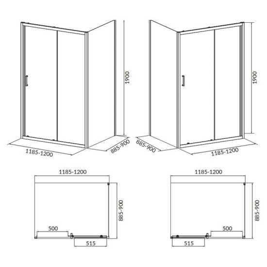Душова кабіна Cersanit Brasco 120x90 S168-016 чорна