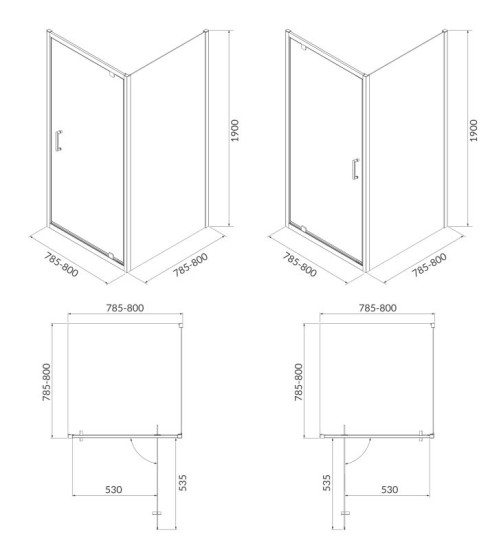 Душова кабіна Cersanit Brasco 80x80 S601-230 хром