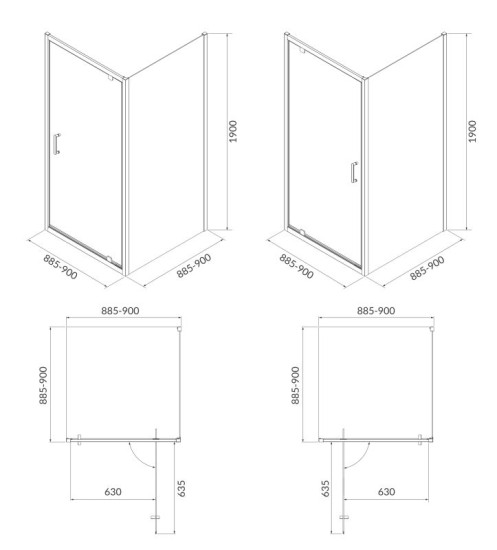 Душова кабіна Cersanit Brasco 90x90 S601-233 чорна