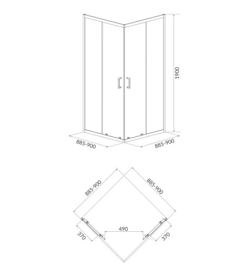 Душова кабіна Cersanit Brasco 90x90 S601-227 хром