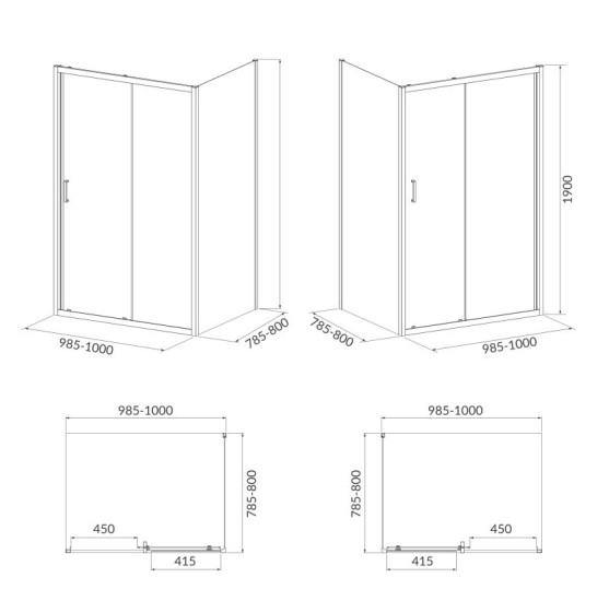 Душова кабіна Cersanit Brasco 100x80 S601-234 хром