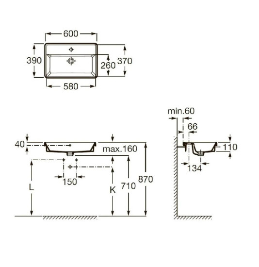 Раковина Roca Alter 600x390 A3270YA000