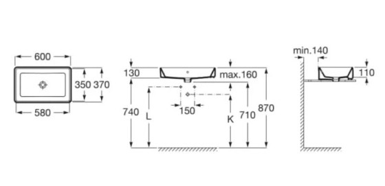 Раковина Roca Gap Square 600х370 A3270Y2080