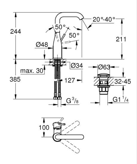 Смеситель для раковины Grohe Essence L-Size 24182001