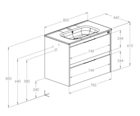 Тумба с раковиной Roca  Alpine Unik 800 A852014806