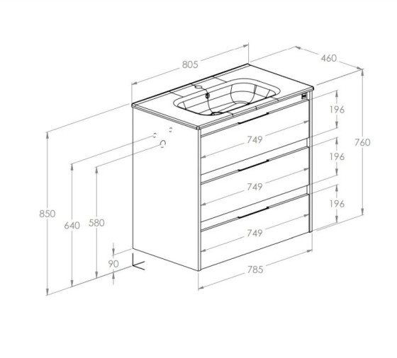 Тумба с раковиной Roca  Alpine Unik 800 A852017606