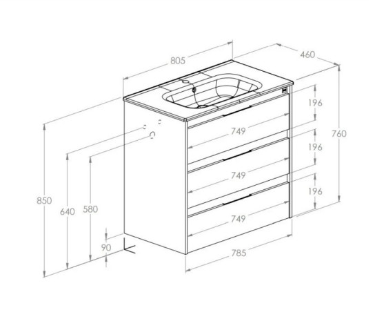 Тумба с раковиной Roca  Alpine Unik 800 A852017806